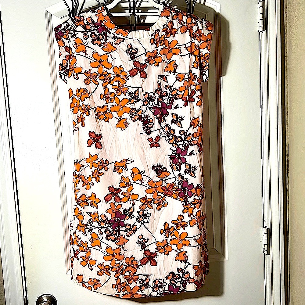 Charming Charlie Bright Orange & Pink Floral Print Dress NWOT